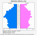 Manlleu - Pirámide de población grupos quinquenales - Censo 2021