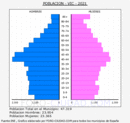 Vic - Pirámide de población grupos quinquenales - Censo 2021