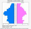 Vilobí d'Onyar - Pirámide de población grupos quinquenales - Censo 2022