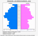 Les Borges Blanques - Pirámide de población grupos quinquenales - Censo 2022
