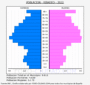 Ribadeo - Pirámide de población grupos quinquenales - Censo 2022
