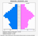Tacoronte - Pirámide de población grupos quinquenales - Censo 2022