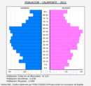 Calamonte - Pirámide de población grupos quinquenales - Censo 2022