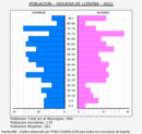 Higuera de Llerena - Pirámide de población grupos quinquenales - Censo 2022