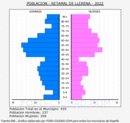 Retamal de Llerena - Pirámide de población grupos quinquenales - Censo 2022