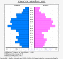 Argoños - Pirámide de población grupos quinquenales - Censo 2022