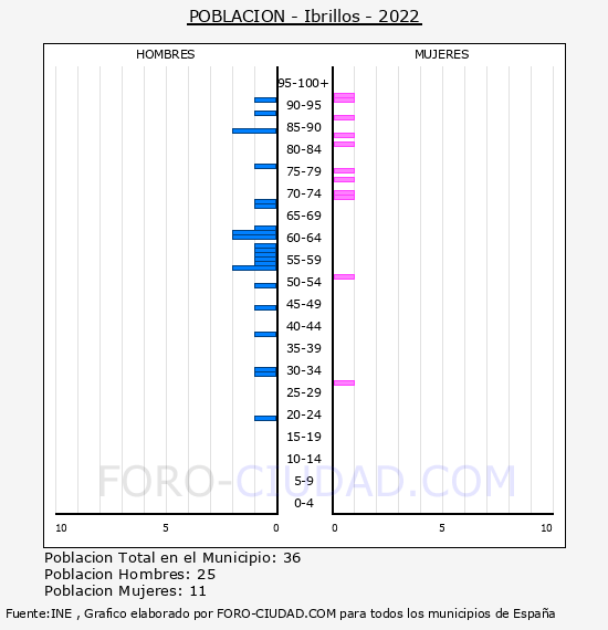 Ibrillos - Pirmide de poblacin por aos- Censo 2022