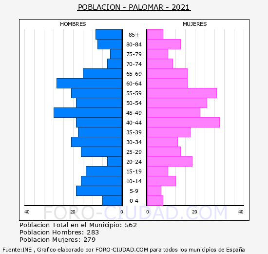 el Palomar - Pirámide de población grupos quinquenales - Censo 2021